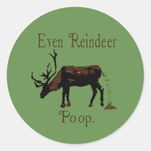Funny Reindeer Poop Christmas Classic Round Sticker
