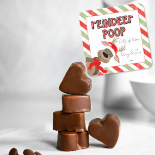 Funny Reindeer Poop Christmas Favor Holiday Bag Square Sticker