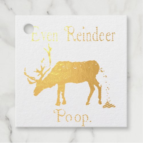 Funny Reindeer Poop Christmas Foil Favor Tags