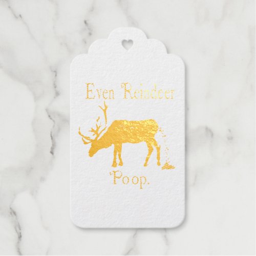 Funny Reindeer Poop Christmas Foil Gift Tags