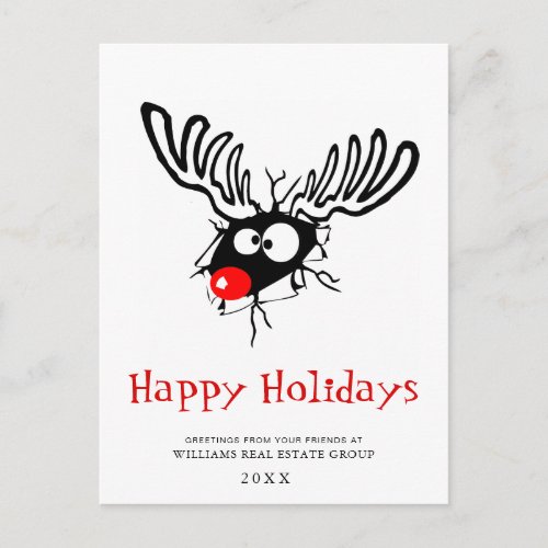 Funny Reindeer Rudolf Christmas Corporate Greeting Postcard