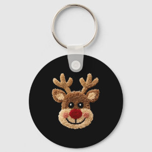 Funny Reindeer Rudolph Crochet Merry Christmas Xma Keychain