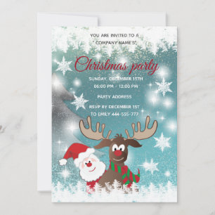 Funny reindeer Santa Christmas corporate party Invitation