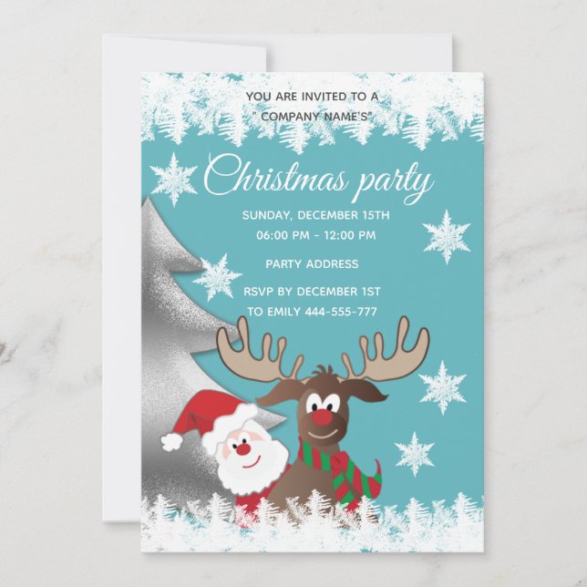 Funny reindeer Santa Christmas corporate party Invitation (Front)