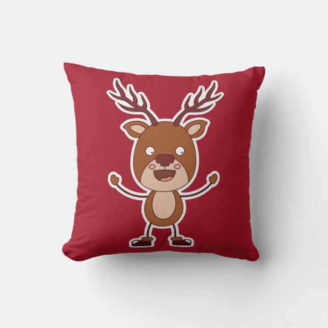 Funny Reindeer & Santa throw pillows (Front)