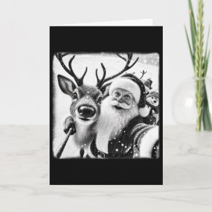 Funny Reindeer Selfie Christmas Santa Claus Xmas C Card