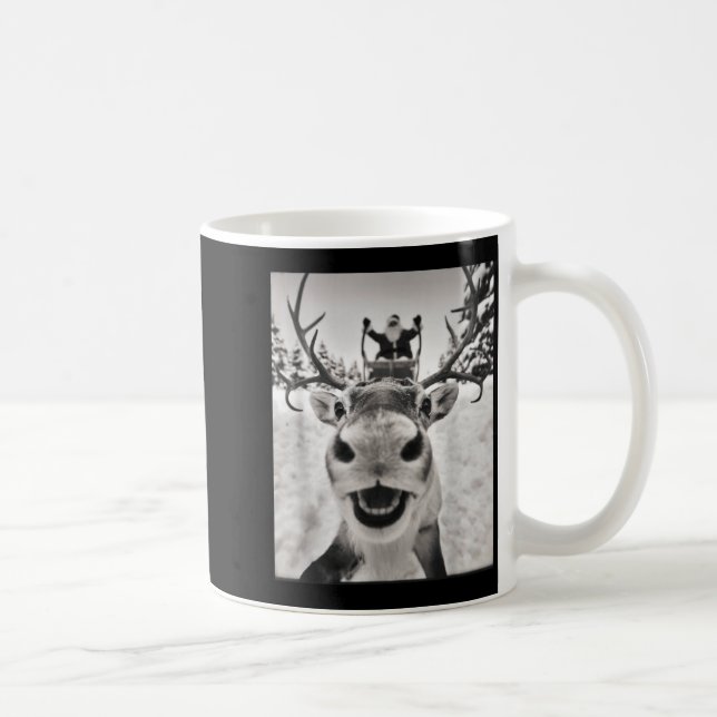 Funny Reindeer Selfie Christmas Santa Funny Kids  Coffee Mug (Right)