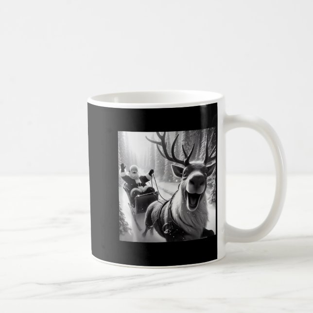 Funny Reindeer Selfie Santa Christmas Shirts Men W Coffee Mug (Right)