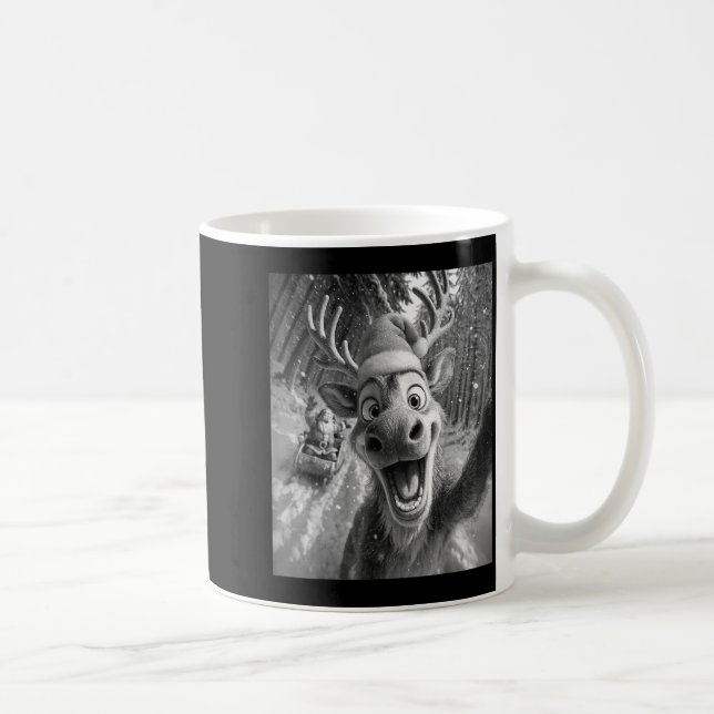 Funny Reindeer Selfie Santa Merry Christmas Men Wo Coffee Mug (Right)