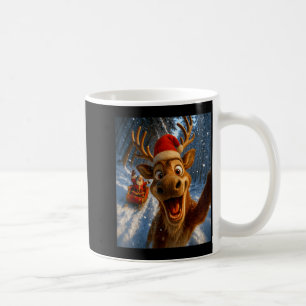Funny Reindeer Selfie Santa Merry Christmas Men Wo Coffee Mug