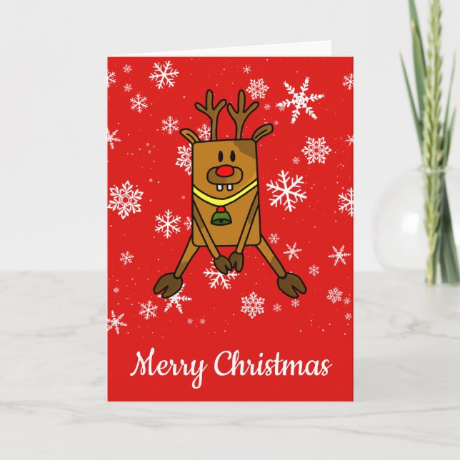 Funny Reindeer Snowflakes Kids Christmas Holiday Card (Front)