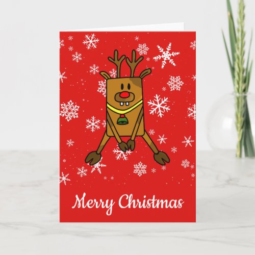 Funny Reindeer Snowflakes Kids Christmas Holiday Card
