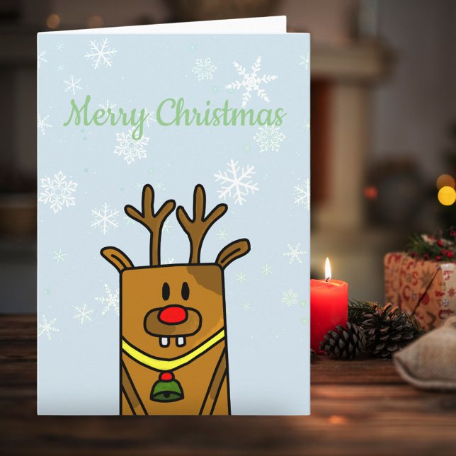 Funny Reindeer Snowflakes Kids Merry Christmas Holiday Card (Creator Uploaded)