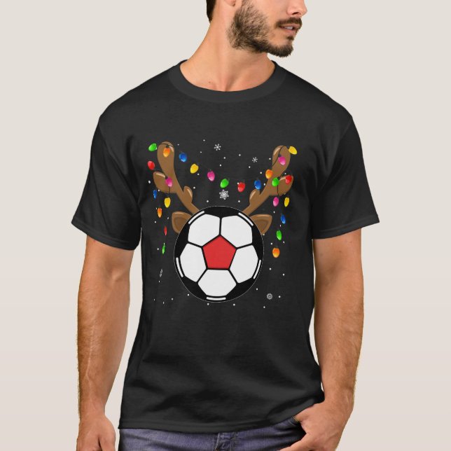 Funny Reindeer Soccer Christmas T-Shirt (Front)