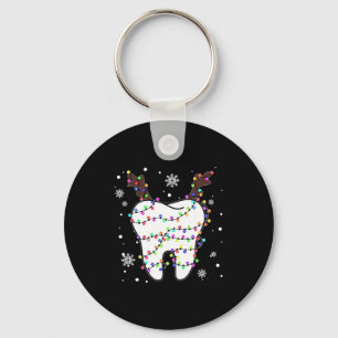 Funny reindeer teeth dental hygiene christmas tree keychain
