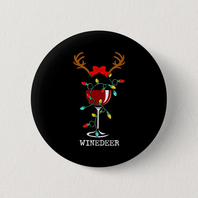 Funny Reindeer Winedeer Reinbeer Matching Couples  Button (Front)