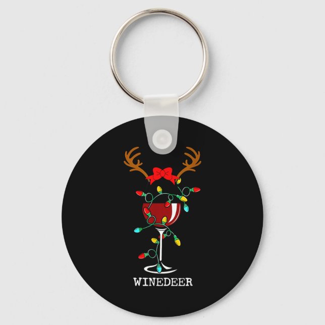 Funny Reindeer Winedeer Reinbeer Matching Couples  Keychain (Front)