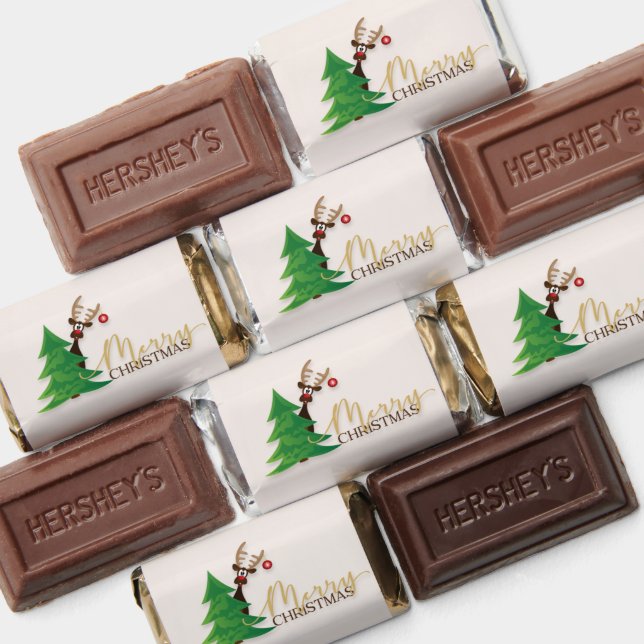 Funny Reindeer with Green Pine Tree Candy Wrapper Hershey's Miniatures (Assorted)