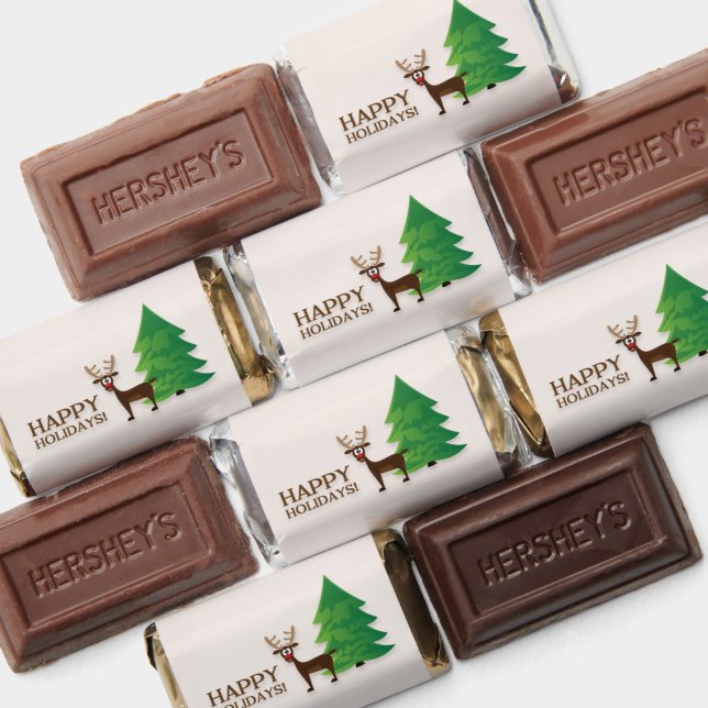 Funny Reindeer with Green Pine Tree Candy Wrapper Hershey's Miniatures (Assorted)