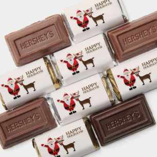 Funny Reindeer with Santa Claus Candy Wrapper Hershey's Miniatures