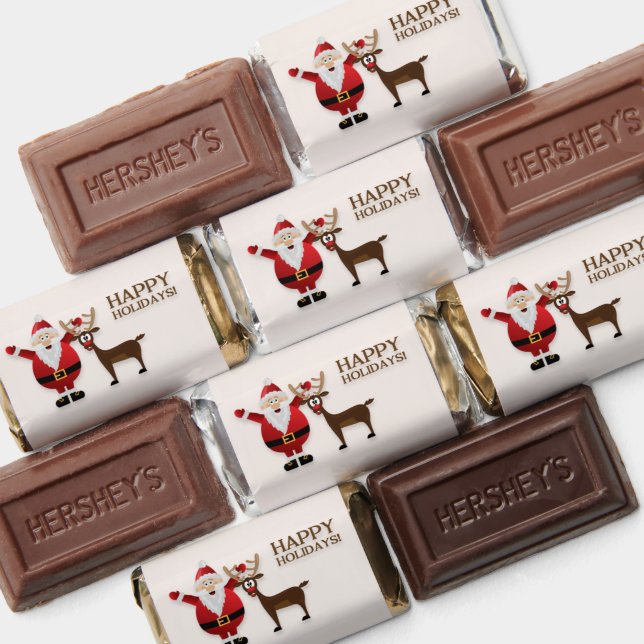 Funny Reindeer with Santa Claus Candy Wrapper Hershey's Miniatures (Assorted)