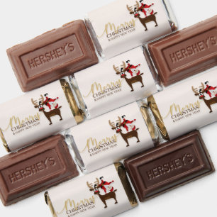 Funny Reindeer with Santa Claus Candy Wrapper Hershey's Miniatures