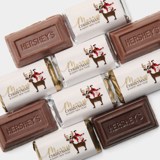 Funny Reindeer with Santa Claus Candy Wrapper Hershey's Miniatures (Assorted)