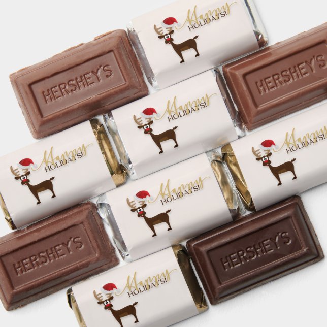 Funny Reindeer with Santa Hat Candy Wrapper Hershey's Miniatures (Assorted)