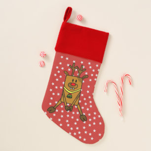 Funny Reindeer with Stars Holidays Christmas Stocking