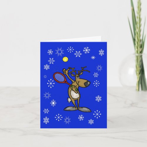 Funny Reindeer with Tennis Racket Christmas Card