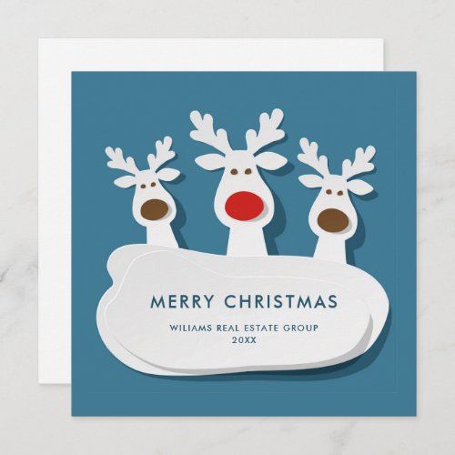 Funny Reindeers Merry Christmas Corporate Greeting Holiday Card
