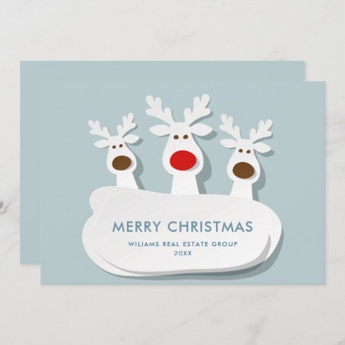 Funny Reindeers Merry Christmas Corporate Greeting Holiday Card