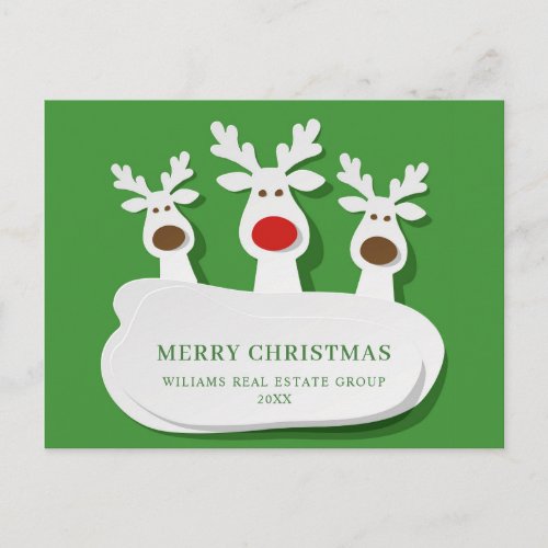 Funny Reindeers Merry Christmas Corporate Greeting Postcard