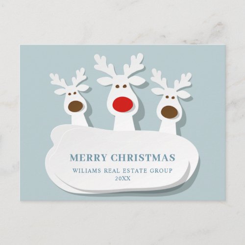 Funny Reindeers Merry Christmas Corporate Greeting Postcard