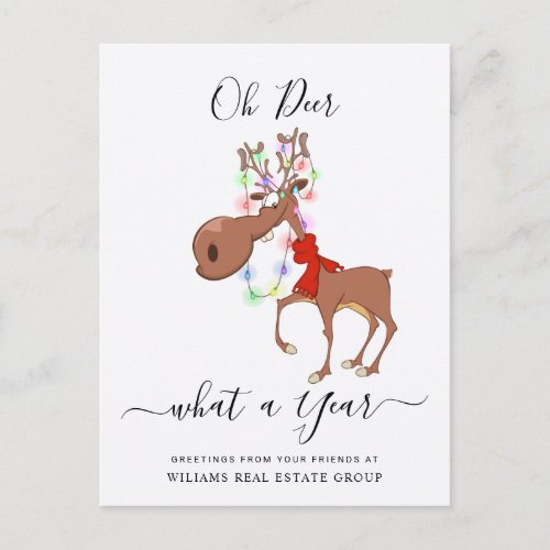 Funny Reindeers Merry Christmas Corporate Holiday Postcard