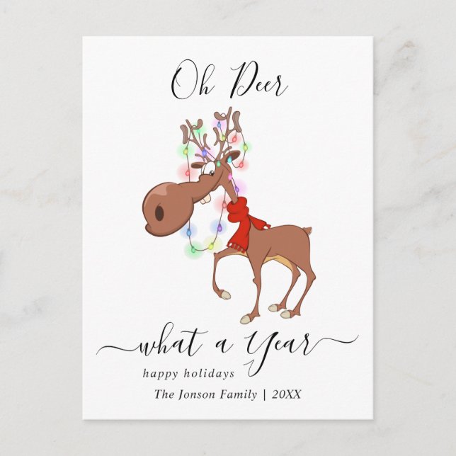Funny Reindeers Merry Christmas Greeting Holiday P Postcard (Front)