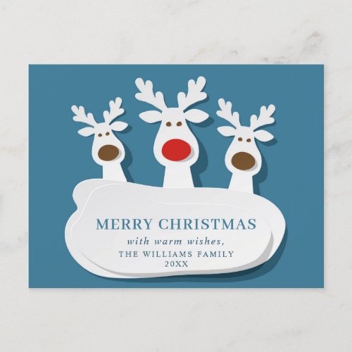 Funny Reindeers Merry Christmas Greeting Holiday Postcard