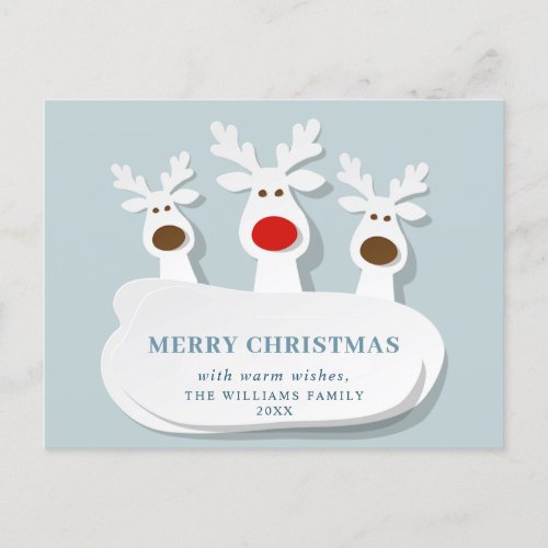 Funny Reindeers Merry Christmas Greeting Holiday Postcard