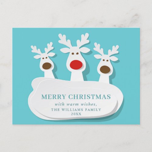 Funny Reindeers Merry Christmas Greeting Holiday Postcard