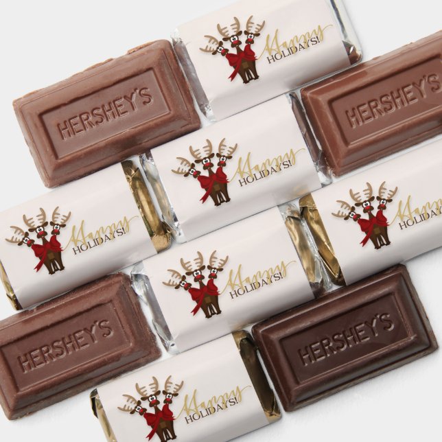 Funny Reindeers with Christmas Bow Candy Wrapper Hershey's Miniatures (Assorted)