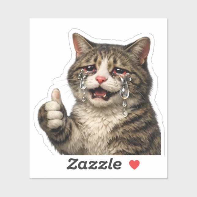 Funny Relatable Crying Kitty Meme Sticker (Sheet)