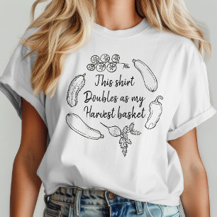 Funny Relatable Garden Humor Veggie Harvest Doodle T-Shirt