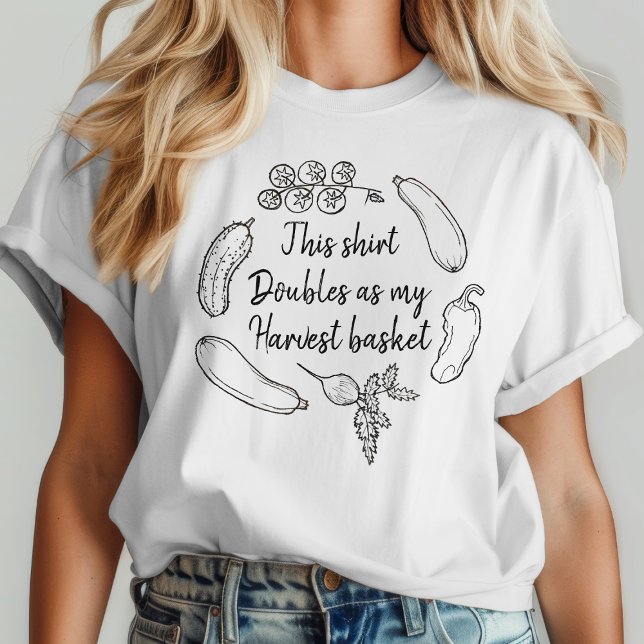 Funny Relatable Garden Humor Veggie Harvest Doodle T-Shirt (Creator Uploaded)
