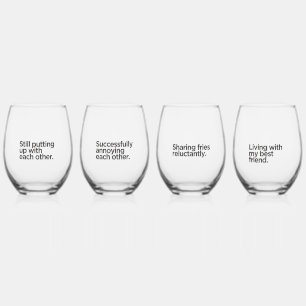 Funny Relationship Humor Anniversary Bridal Shower Stemless Wine Glass