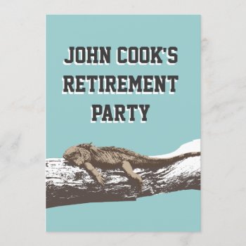 Funny Relaxed Iguana Retirement Party Invitation by fotoplus at Zazzle