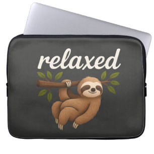 Funny Relaxed Sloth Cute Lazy Lifestyle Illustrati Laptop Sleeve