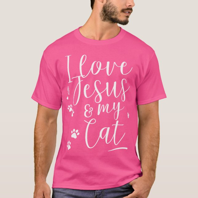 Funny Religous I Love Jesus And My Cat T-Shirt (Front)