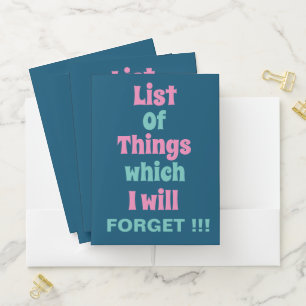 Funny Reminder for Forgetful People To Do List  Pocket Folder