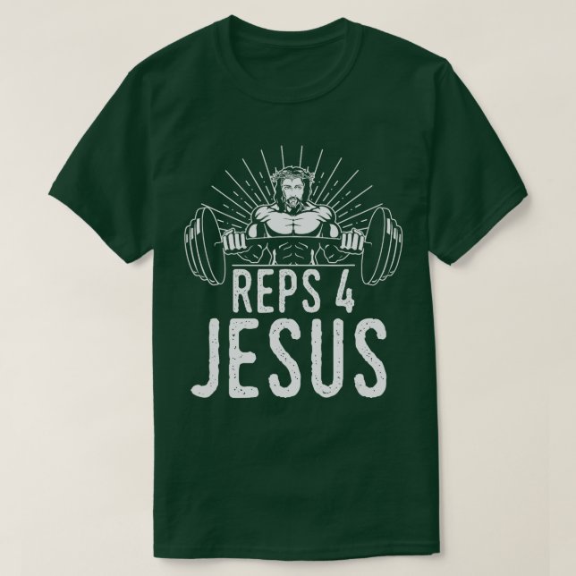 Funny Reps 4 Jesus Gym Weightlifting  T-Shirt (Design Front)