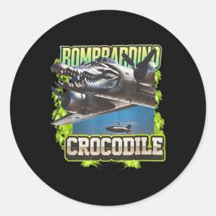 Funny Reptile Bombardiro Crocodilo Brain Rot, Stup Classic Round Sticker